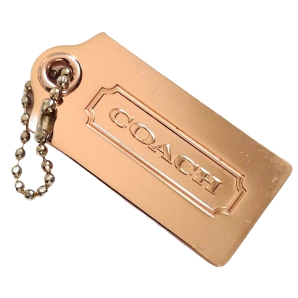 😍 2.75" XL Coach Rose Gold Metal Hang Tag Bag Fob Charm Keychain ULTRA RARE